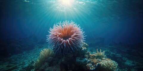 Condylactis gigantea, a large sea anemone, highlighting underwater ecosystem complexity
