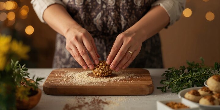 Traditional Arabic kibbeh featuring lamb and pine nuts, suitable for cultural cuisine displays