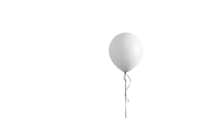 Single white balloon floating gracefully isolated on a white background