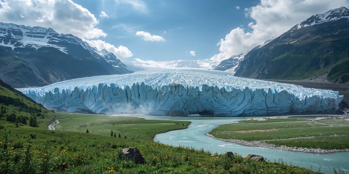 Jostedalsbreen glacier, Norway's expansive ice formation, with visible crevasses, climate change awareness day