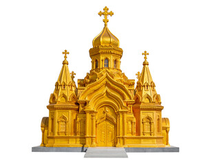 Fototapeta premium Ornate Golden Church Icon with Intricate Details Isolated on White