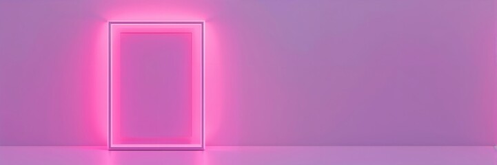 Picture frame mockup with pink gradient led light used as a display background, ideal for layout design