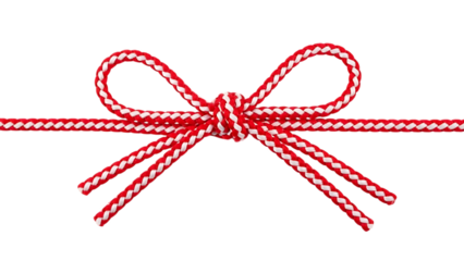 Red christmas bow isolated on transparent background