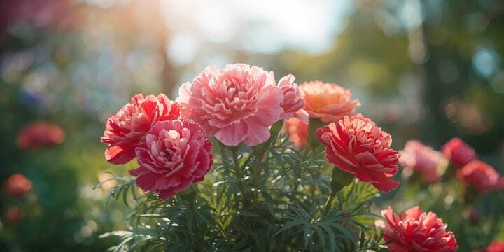 Brightly colored carnations grow outside, enhancing garden aesthetics during summer months