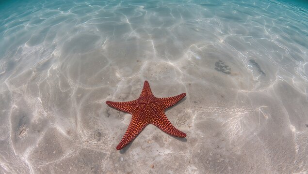 Panamic cushion star, Cortez starfish or knobby star on rocky seabed, emphasizing marine life preservation, World Oceans Day