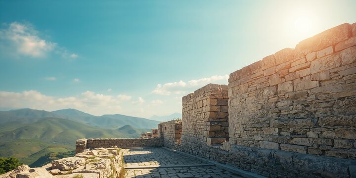 Ruins of Troys ancient city walls with weathered stonework, highlighting historical architecture and erosion concerns