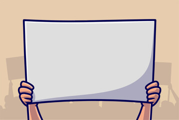 Blank Banner Held by Hands