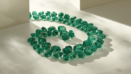 Jewelry featuring gemstone and Colombian emerald green crystals, focusing on craftsmanship and material