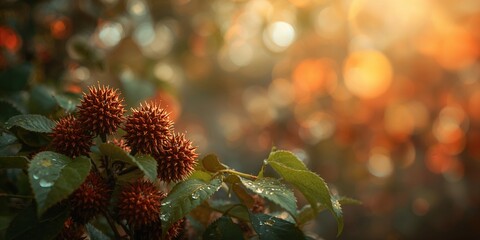 Detail of plant seeds and foliage in an autumn setting, suitable for nature and seasonal themes