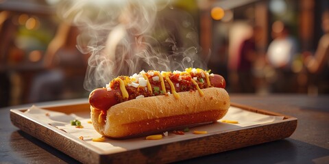 Hot dog with sausage and toppings, highlighting processed meat intake, World Food Day