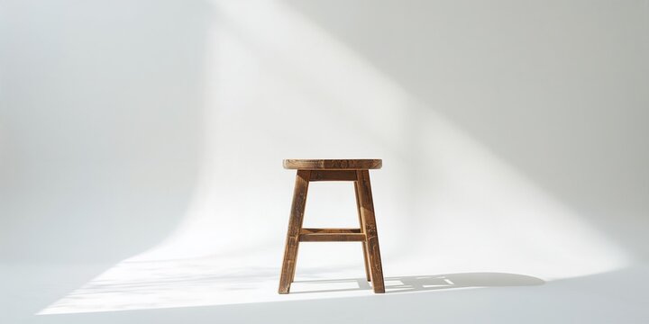 Small wooden seat against a plain white backdrop, suitable for product display