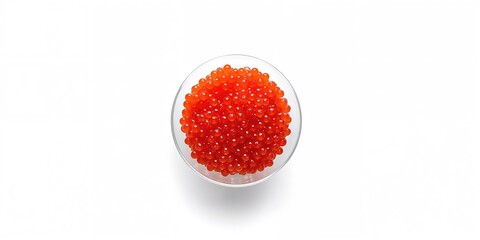 Red caviar in a vase serving as a luxury table centerpiece, isolated on white
