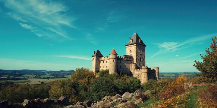 Rugged stones near a medieval castle in Alsace, highlighting erosion and geological stability