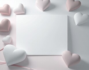 ハートとリボンで飾ったフレーム（AI生成画像）