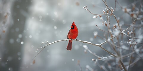 Northern Cardinal perched on a branch during daytime, emphasizing bird behavior