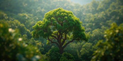 Dense green foliage in Thailands tropical forests, highlighting biodiversity and forest health
