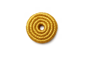 Golden coiled rope circle on transparent background