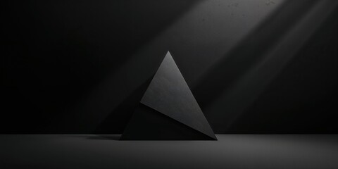 Dark geometric shapes with soft shadows on a minimal black backdrop, ideal for digital interface backgrounds