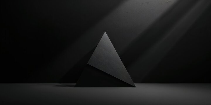 Dark geometric shapes with soft shadows on a minimal black backdrop, ideal for digital interface backgrounds - Powered by Adobe