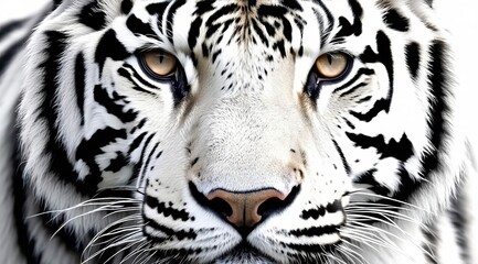 Fototapeta premium A close-up of a tiger on a white background. Suitable for wildlife, zoos, advertising, design, postcards, and children's illustrations.