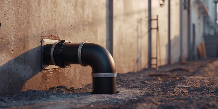 Stormwater management using HDPE water pipe installed on wall with steel reinforcement, emphasizing durability and installation techniques