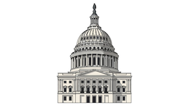 Illustration of the US Capitol Building dome and central facade