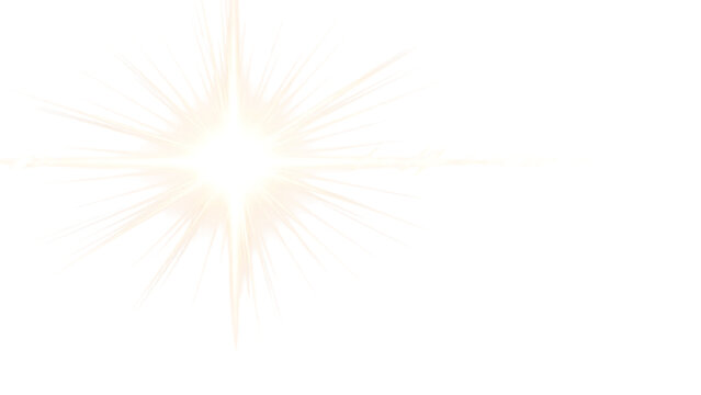 Shining star isolated on transparent background with bright light rays