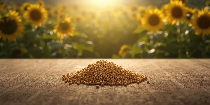 Sunflower meal pellet used as a plant-based fertilizer, supporting soil enrichment