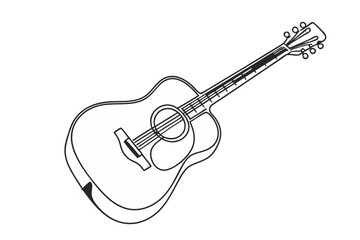 Simple guitar outline drawing modern music concept minimalist style
