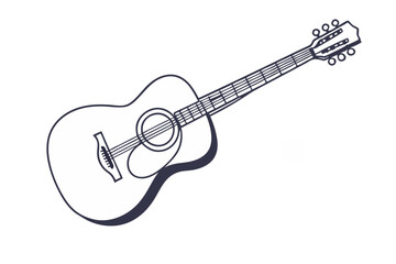 Minimalist guitar line drawing music instrument creative art illustration
