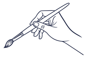 Hand holding paintbrush creative art tool isolated illustration