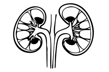 Human kidney organ medical anatomy minimalist one line art illustration