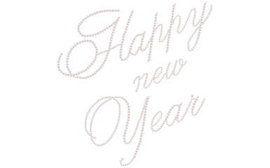 White Pearls Happy New Year Calligraphy Holiday Design Vector Illustration.