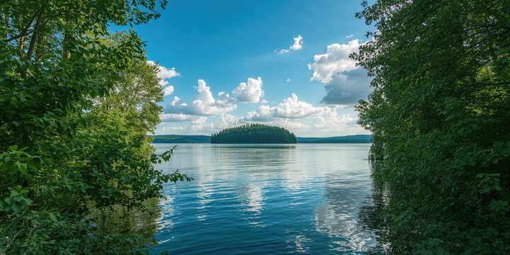 View of Nizhny Perm Lake seasonal change, Bolshoy Solovetsky Island, Russia