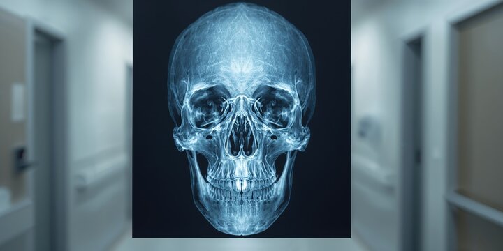 X-ray image of paranasal sinuses showing persistent sinusitis, highlighting inflammation and blockage in the sinus cavities