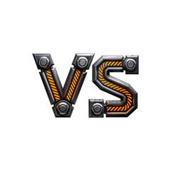 mechanical vs icon with orange hazard stripes, industrial metal versus badge