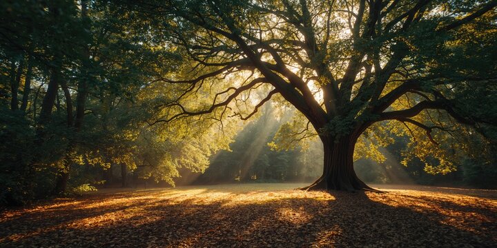Light streaming through tree branches in a protected natural area during daytime