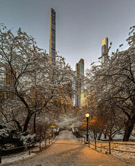 Gapstow Bridge in Central Park, after snow storm