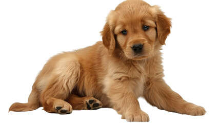 Obraz premium Sitting golden retriever puppy isolated on white background