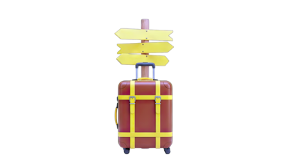 Suitcase with Direction Signs: Travel Concept