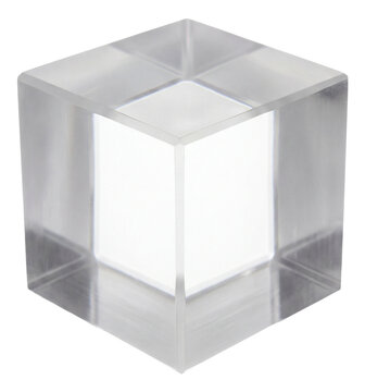 White sylvite cube with excellent cleavage and a lustrous sheen.
