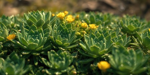 Macro view of succulent foliage highlighting leaf patterns and surface details, ideal for gardening or plant identification