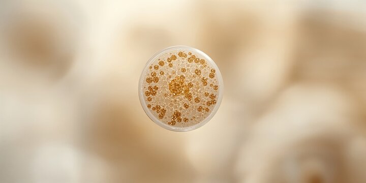 Lugol-fixed marine golden algae sample viewed at 400x magnification, preservation techniques for microscopic analysis