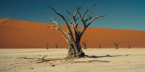Namibias Dead Vlei with dead trees highlights arid climate adaptation in desert regions