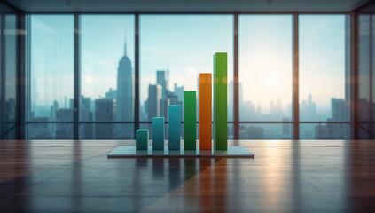 Success growth visualization with bar chart, suitable for presentation backgrounds