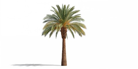 Lush green palm fronds set against a stark white backdrop, suitable for summer or vacation themes