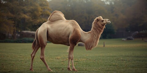 Dromedary face close-up on zoo grass, highlighting mammal conservation efforts at a tourist site in Pennsylvania
