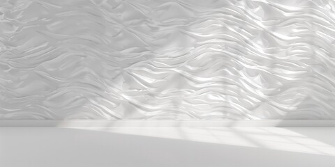 Obraz premium White background featuring 3D interior wall panels with wave pattern, serving as decorative surface, World Environment Day