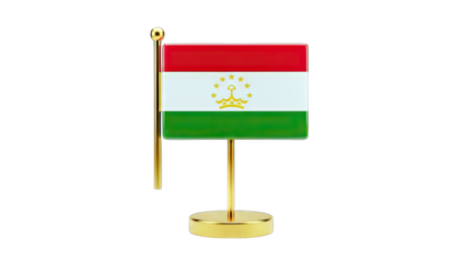 Tajikistan Flag on Stand - Isolated on White