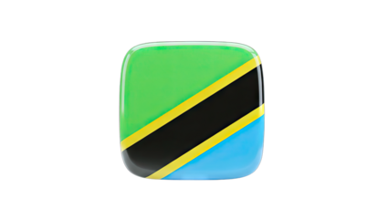 Tanzania Flag Icon Isolated on White Background
